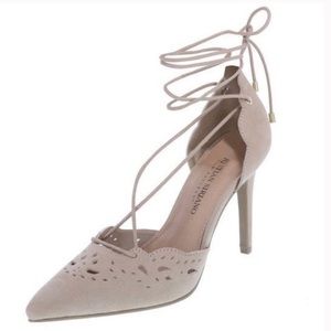 Christian Siriano Nude Lace Up Heel